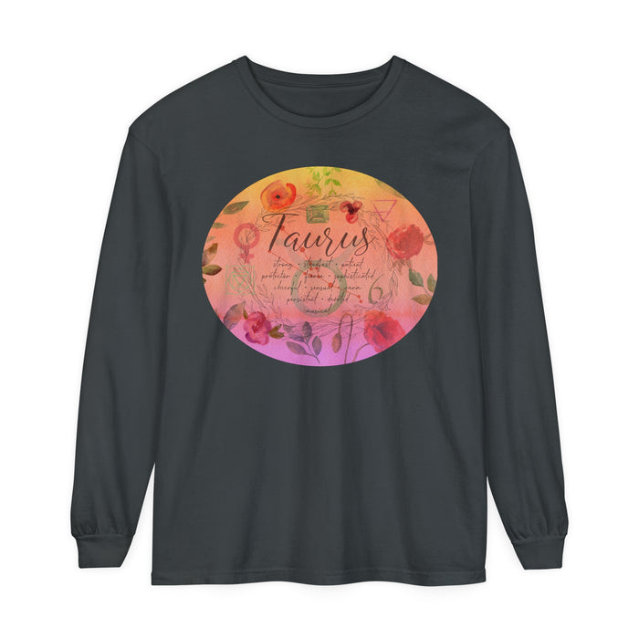 Taurus Unisex Garment-dyed Long Sleeve T-Shirt