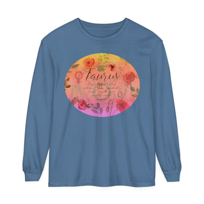 Taurus Unisex Garment-dyed Long Sleeve T-Shirt