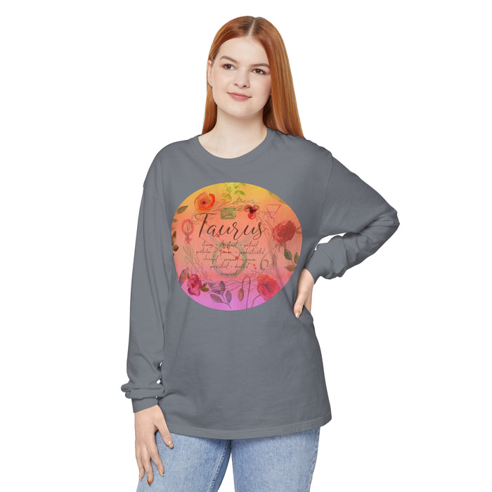 Taurus Unisex Garment-dyed Long Sleeve T-Shirt