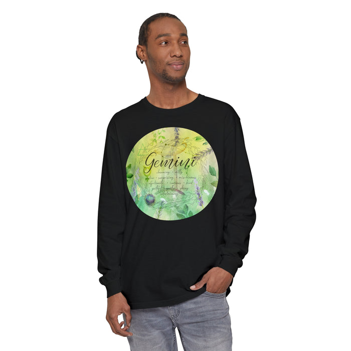 Gemini Unisex Garment-dyed Long Sleeve T-Shirt