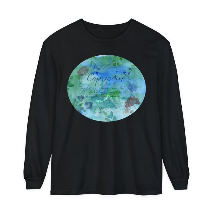 Capricorn Unisex Garment-dyed Long Sleeve T-Shirt