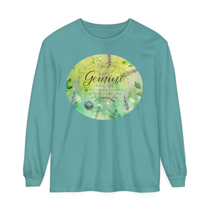 Gemini Unisex Garment-dyed Long Sleeve T-Shirt