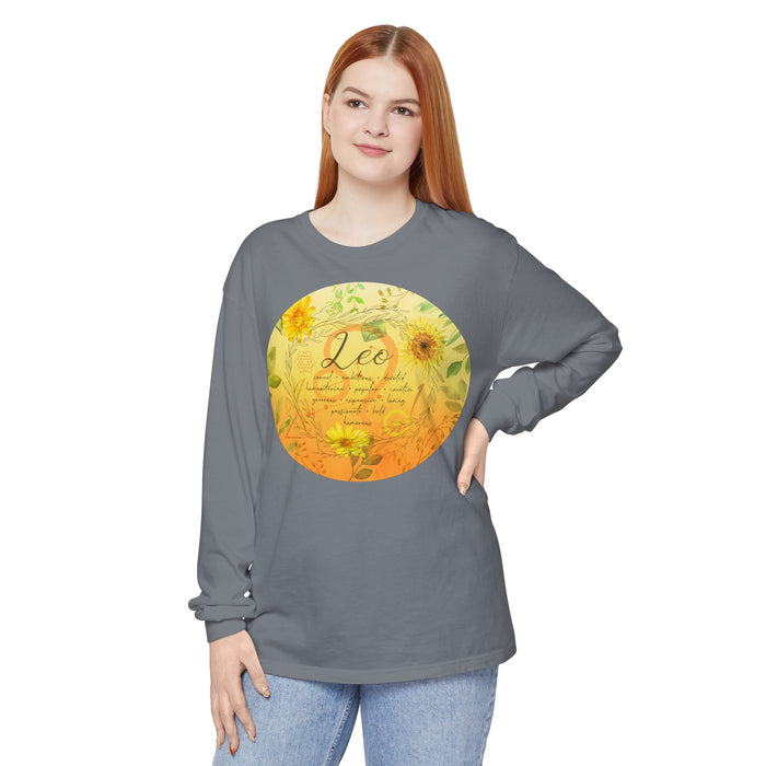 Leo Unisex Garment-dyed Long Sleeve T-Shirt