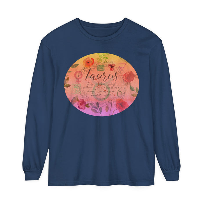 Taurus Unisex Garment-dyed Long Sleeve T-Shirt