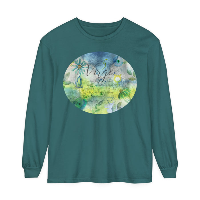 Virgo Unisex Garment-dyed Long Sleeve T-Shirt