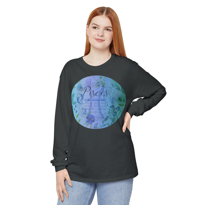 Pisces Unisex Garment-dyed Long Sleeve T-Shirt