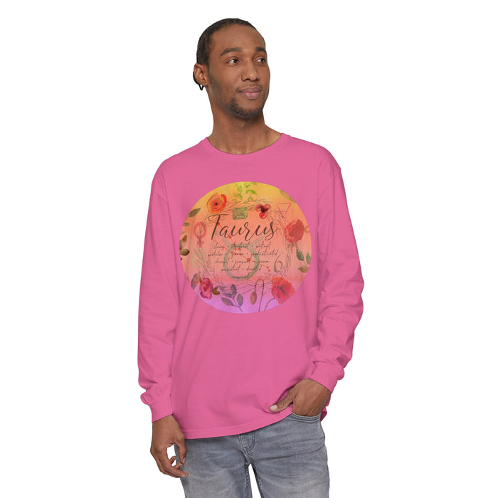 Taurus Unisex Garment-dyed Long Sleeve T-Shirt