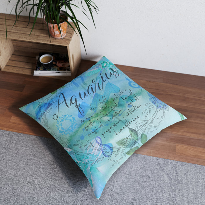 Aquarius Tufted Floor Pillow, Square