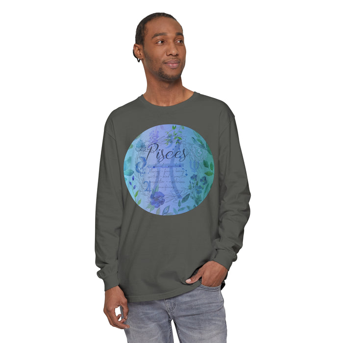 Pisces Unisex Garment-dyed Long Sleeve T-Shirt