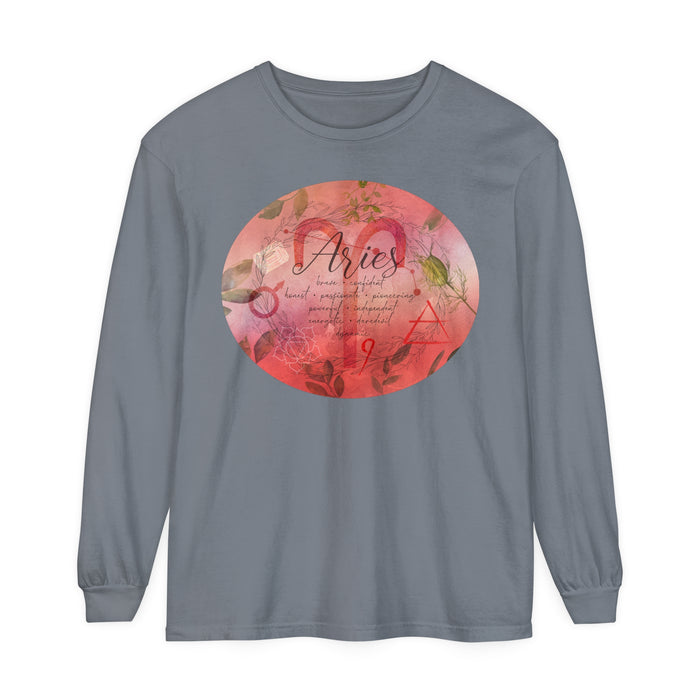 Aries Unisex Garment-dyed Long Sleeve T-Shirt