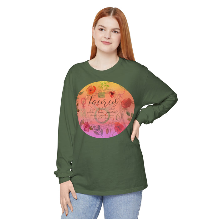 Taurus Unisex Garment-dyed Long Sleeve T-Shirt