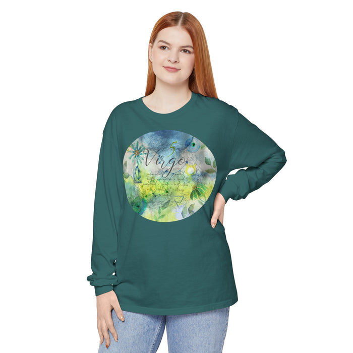 Virgo Unisex Garment-dyed Long Sleeve T-Shirt