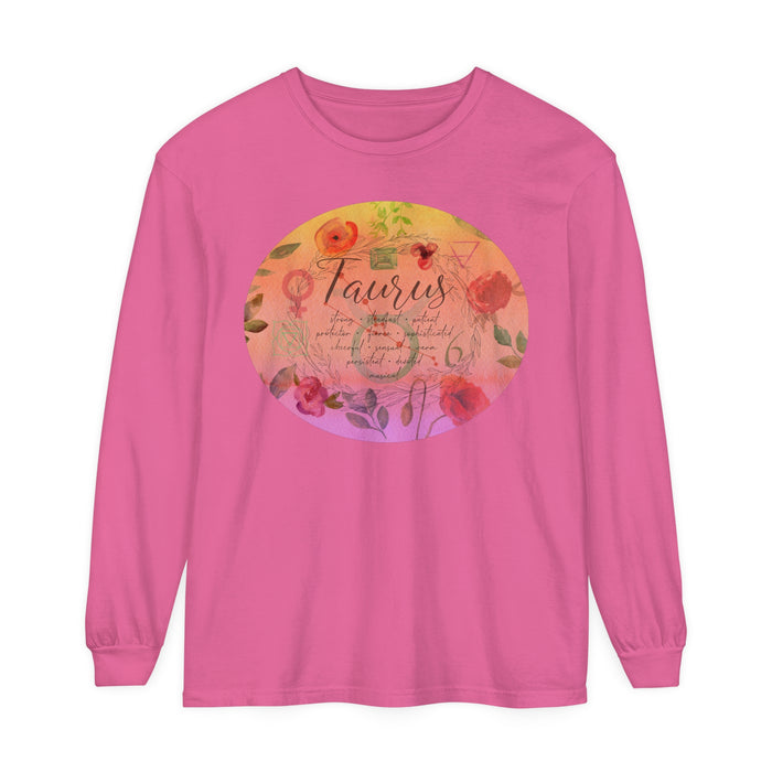 Taurus Unisex Garment-dyed Long Sleeve T-Shirt