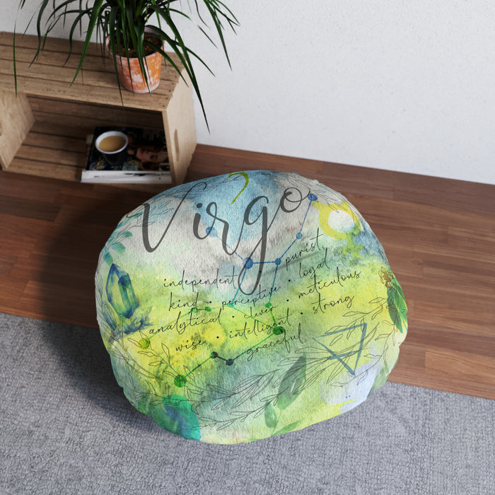 Virgo Tufted Floor Pillow, Round