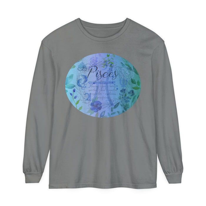 Pisces Unisex Garment-dyed Long Sleeve T-Shirt