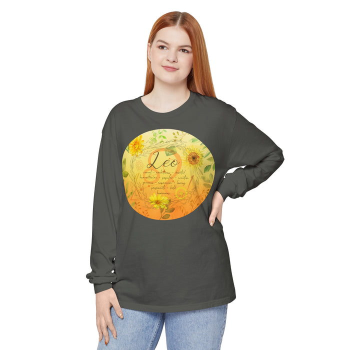 Leo Unisex Garment-dyed Long Sleeve T-Shirt