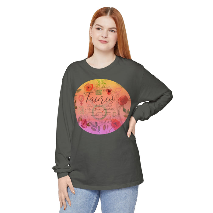 Taurus Unisex Garment-dyed Long Sleeve T-Shirt