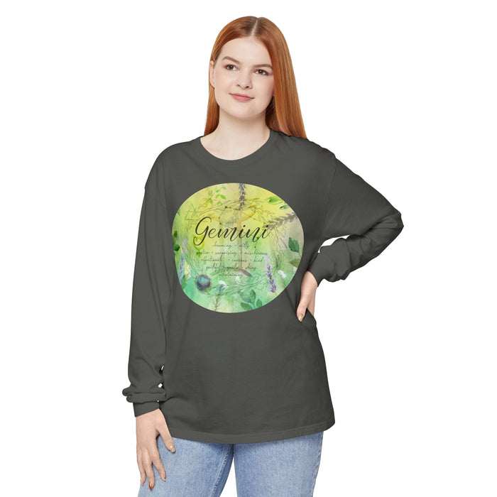 Gemini Unisex Garment-dyed Long Sleeve T-Shirt