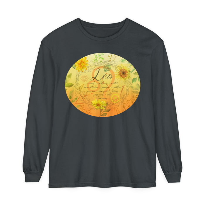 Leo Unisex Garment-dyed Long Sleeve T-Shirt