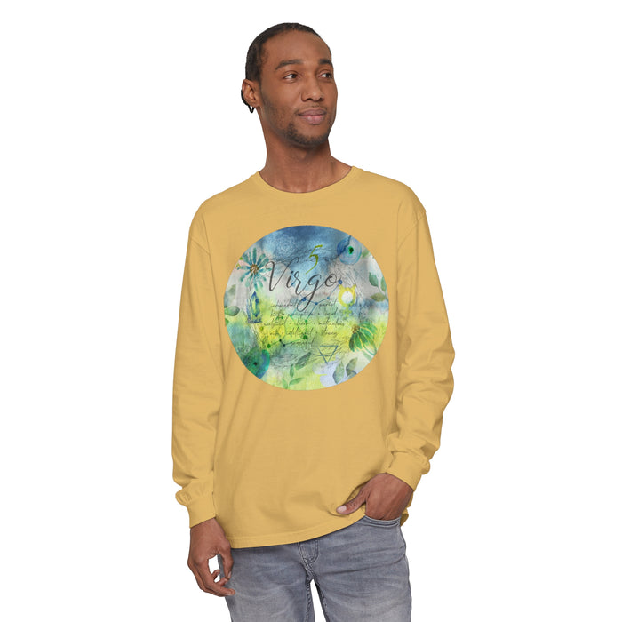 Virgo Unisex Garment-dyed Long Sleeve T-Shirt