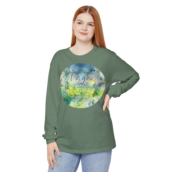 Virgo Unisex Garment-dyed Long Sleeve T-Shirt