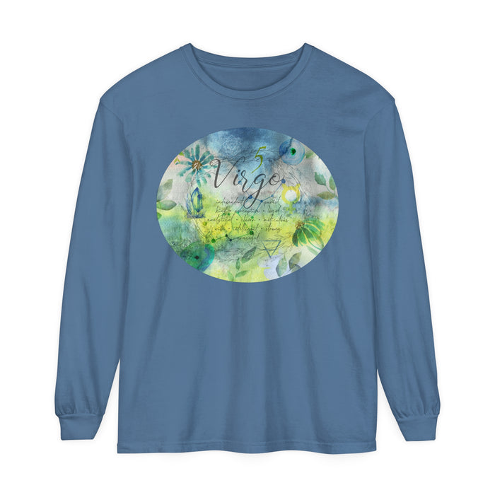 Virgo Unisex Garment-dyed Long Sleeve T-Shirt