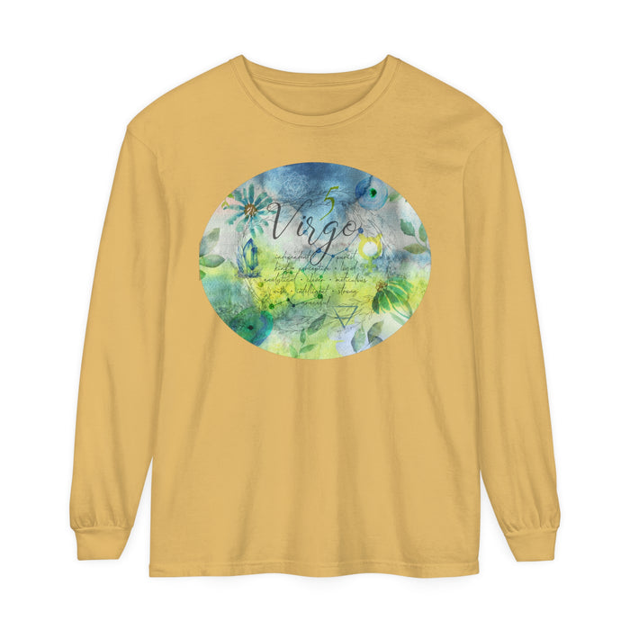 Virgo Unisex Garment-dyed Long Sleeve T-Shirt