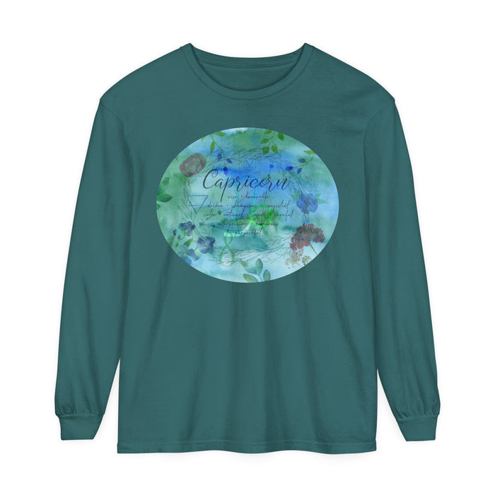 Capricorn Unisex Garment-dyed Long Sleeve T-Shirt
