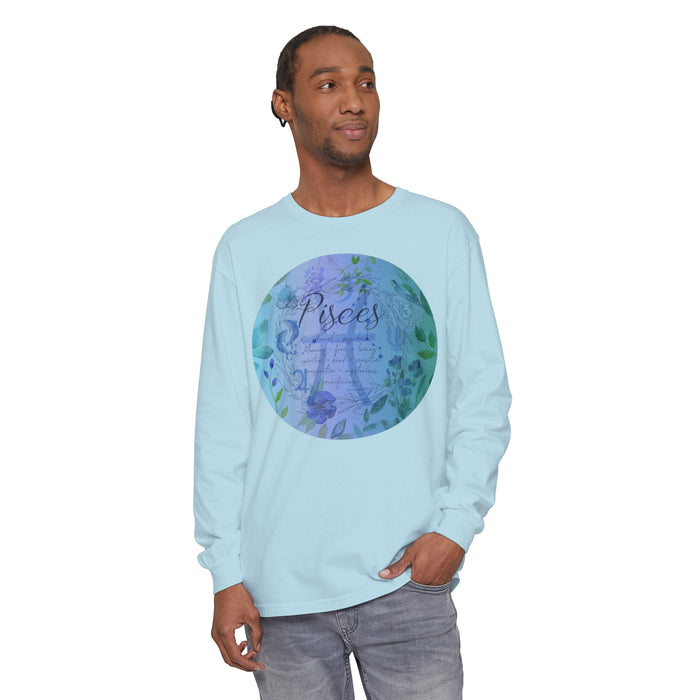 Pisces Unisex Garment-dyed Long Sleeve T-Shirt
