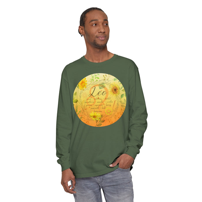 Leo Unisex Garment-dyed Long Sleeve T-Shirt