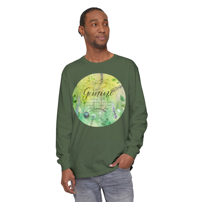 Gemini Unisex Garment-dyed Long Sleeve T-Shirt