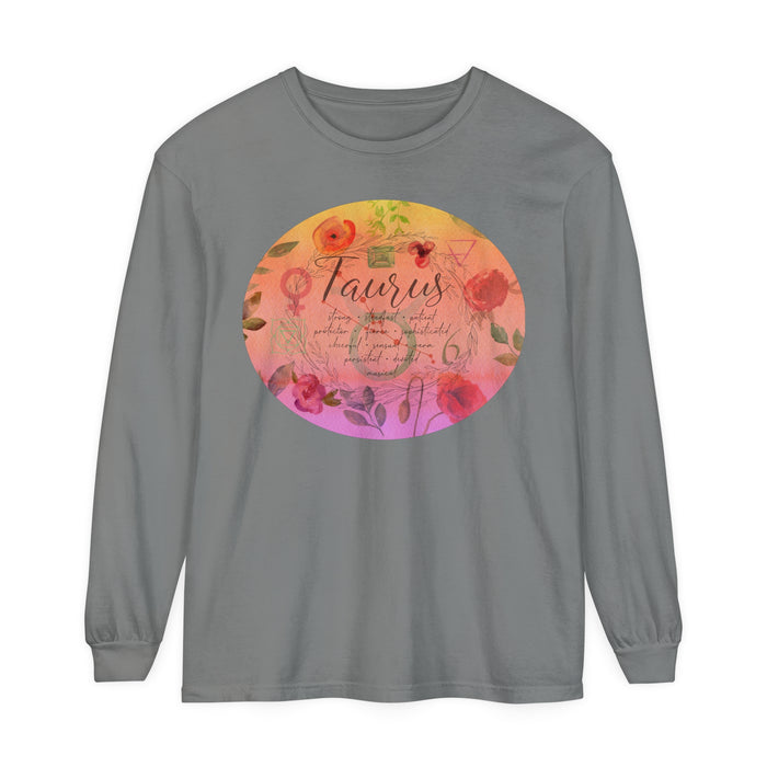 Taurus Unisex Garment-dyed Long Sleeve T-Shirt