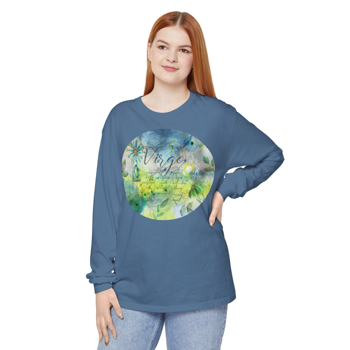 Virgo Unisex Garment-dyed Long Sleeve T-Shirt