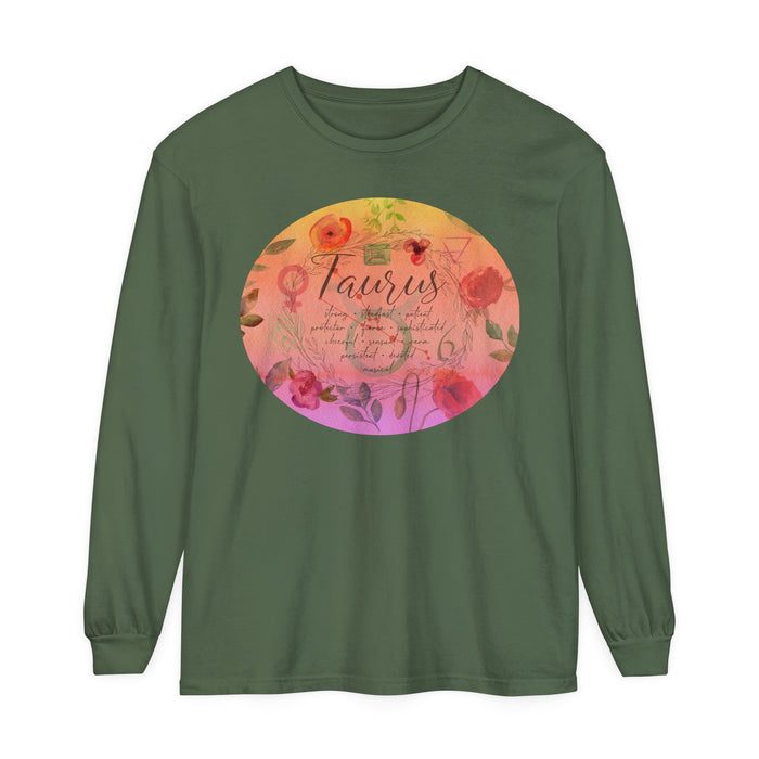 Taurus Unisex Garment-dyed Long Sleeve T-Shirt