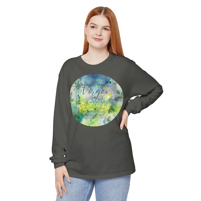 Virgo Unisex Garment-dyed Long Sleeve T-Shirt